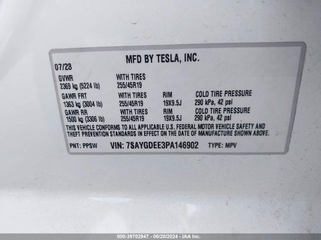 2023 TESLA MODEL Y 7SAYGDEE3PA146902 Photo 8