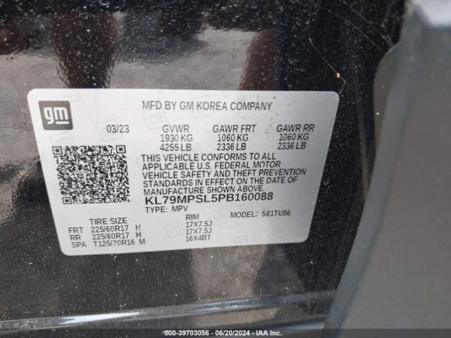 KL79MPSL5PB160088 Chevrolet Trailblazer Fwd Lt