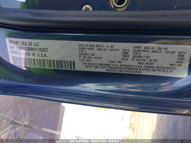 1C4PJLCB6MD116327 Jeep Cherokee Latitude Fwd