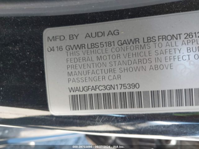 WAUGFAFC3GN175390 Audi A6 2.0t Premium Plus