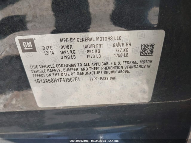 Chevrolet Sonic Ls Auto 2015 1G1JA5SH1F4150761 Image 9