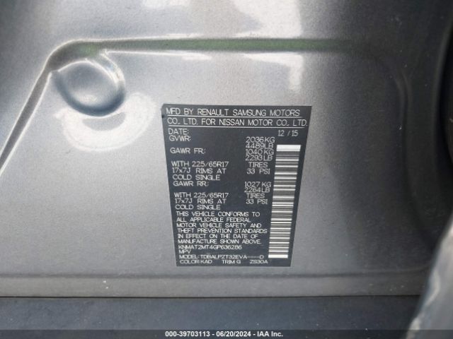 KNMAT2MT4GP636286 Nissan ROGUE S
