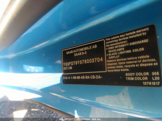 2007 SAAB 9-3 YS3FD79Y576003704 Photo 8