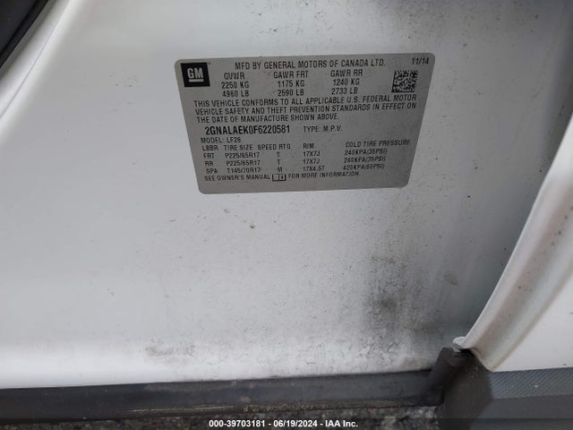 Chevrolet EQUINOX LS 2015 2GNALAEK0F6220581 Image 9