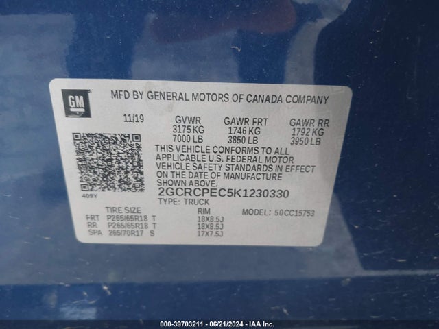 Chevrolet Silverado 1500 Ld Lt 2019 2GCRCPEC5K1230330 Image 9