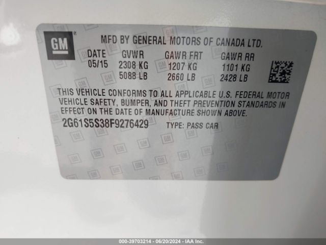 2G61S5S38F9276429 Cadillac Xts Platinum