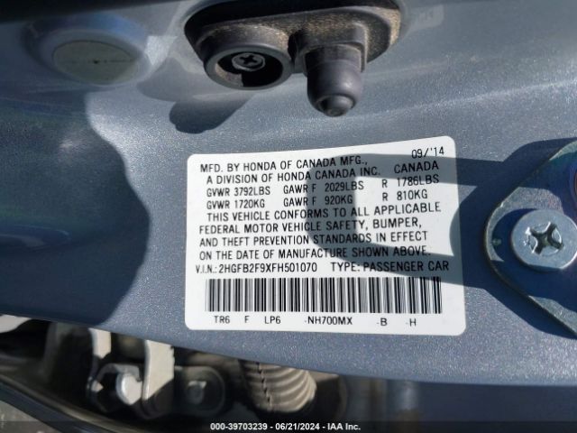 2HGFB2F9XFH501070 Honda Civic Ex-l