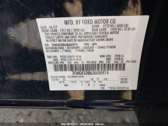 Ford Flex Limited 2018 2FMGK5D86JBA00974 Image 9