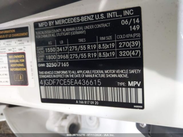 4JGDF7CE5EA436615 Mercedes-Benz Gl 450 4matic