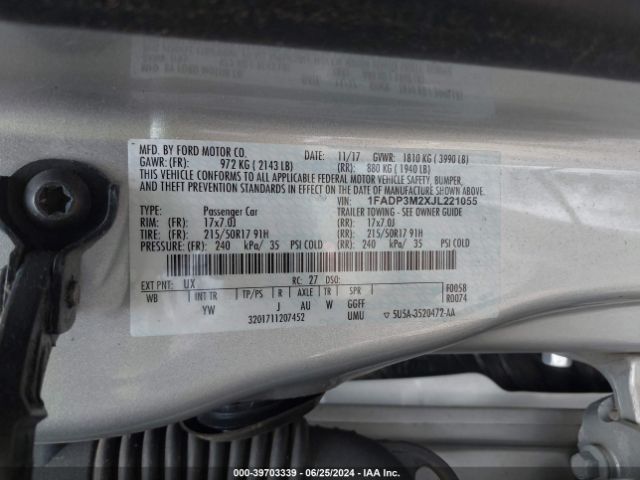 1FADP3M2XJL221055 Ford FOCUS SEL