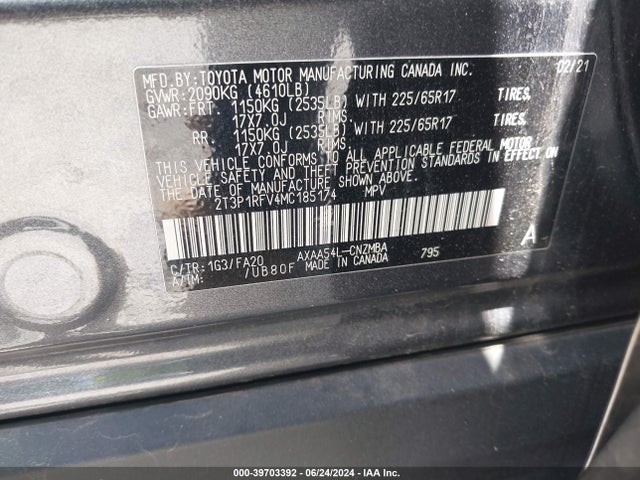 Toyota Rav4 Xle 2021 2T3P1RFV4MC185174 Image 9