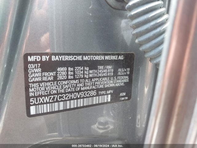 5UXWZ7C32H0V93286 BMW X3 Sdrive28i