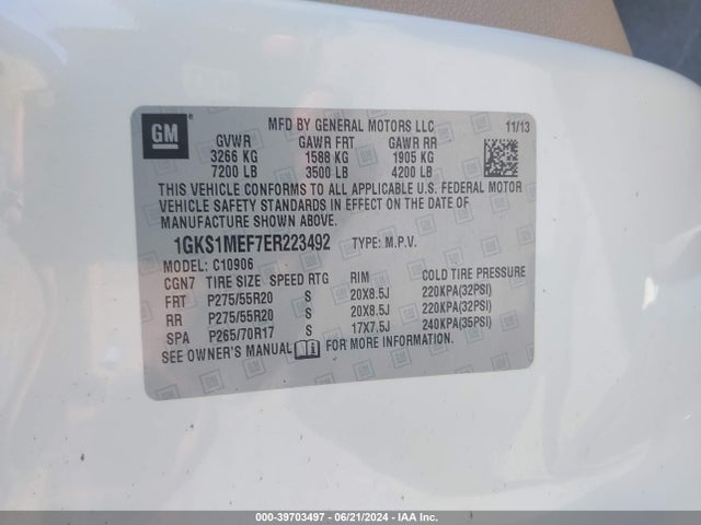 1GKS1MEF7ER223492 GMC Yukon Xl 1500 Denali