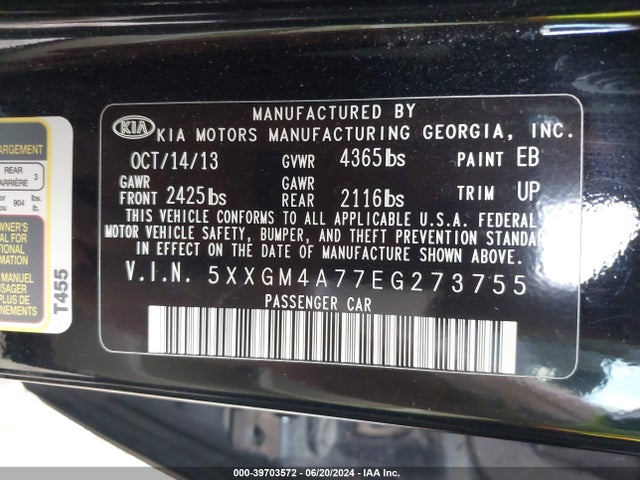KIA Optima Lx 2014 5XXGM4A77EG273755 Image 9