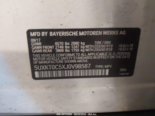 5UXKT0C5XJ0V98587 BMW X5 Edrive Xdrive40e Iperformance