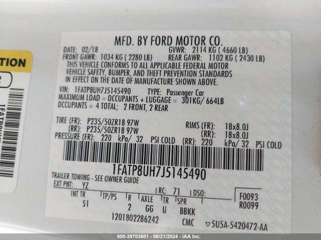 Ford Mustang Ecoboost Premium 2018 1FATP8UH7J5145490 Image 9