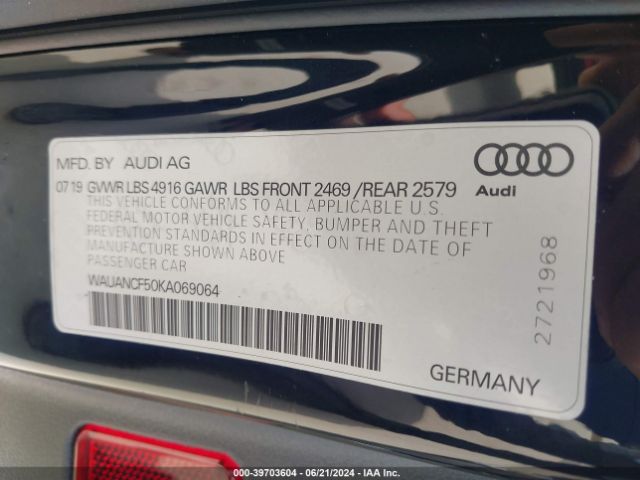 WAUANCF50KA069064 Audi A5 45 Premium