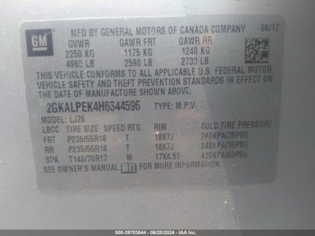 2GKALPEK4H6344596 GMC Terrain Slt