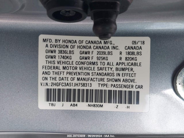 Honda CIVIC SI 2018 2HGFC3A51JH758313 Image 9
