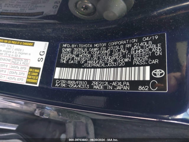 Toyota COROLLA LE 2020 JTDEPRAEXLJ033120 Image 9