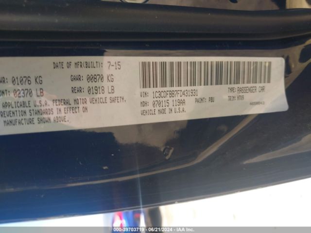 1C3CDFBB7FD431931 Dodge DART SXT