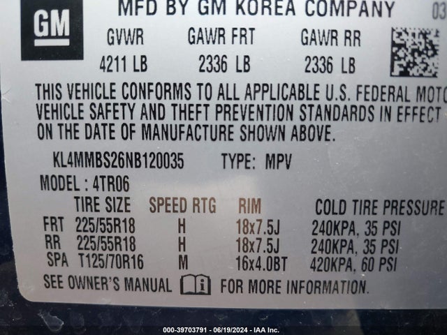 KL4MMBS26NB120035 Buick Encore Gx Fwd Preferred