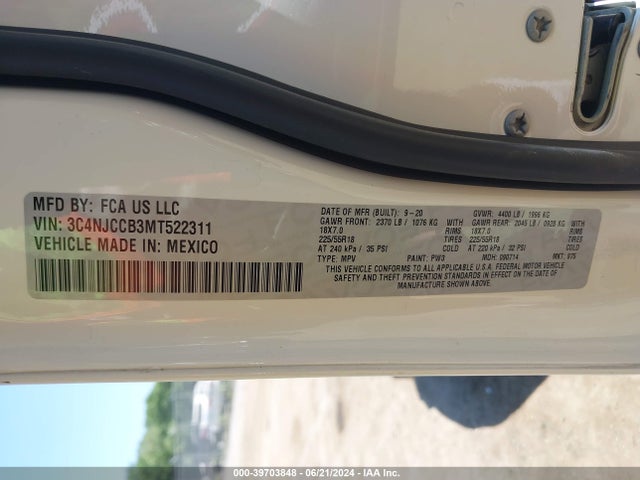 3C4NJCCB3MT522311 Jeep Compass Limited Fwd