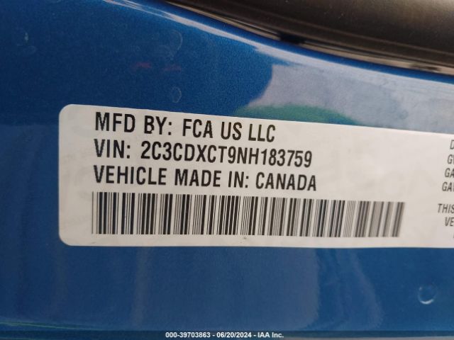 2C3CDXCT9NH183759 Dodge CHARGER R/T