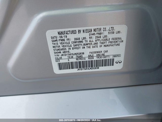 JN1EV7AR3LM252838 Infiniti Q50 Luxe Awd