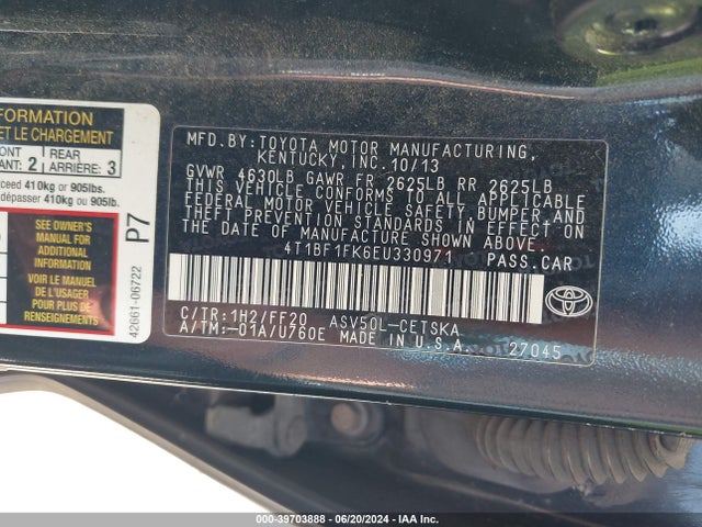 Toyota CAMRY SE 2014 4T1BF1FK6EU330971 Image 9