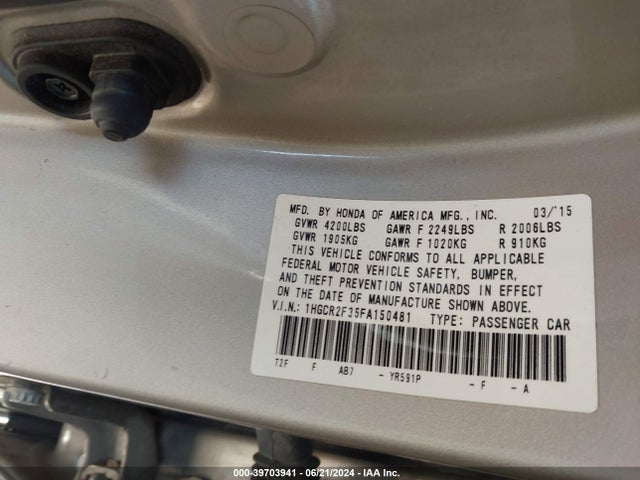 Honda ACCORD LX 2015 1HGCR2F35FA150481 Image 9