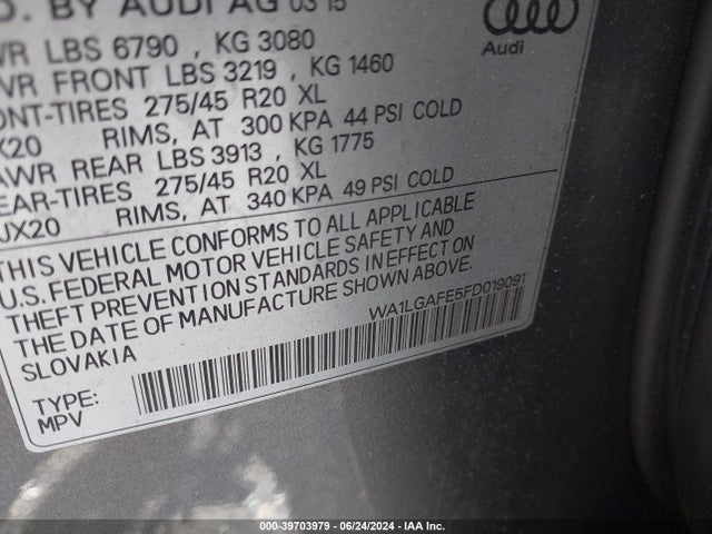 WA1LGAFE5FD019091 Audi Q7