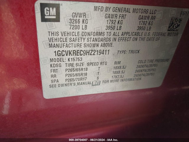 Chevrolet Silverado 1500 2lt 2017 1GCVKREC9HZ219411 Image 9
