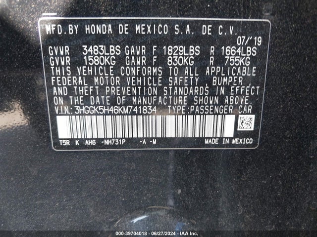 Honda FIT LX 2019 3HGGK5H46KM741834 Image 9