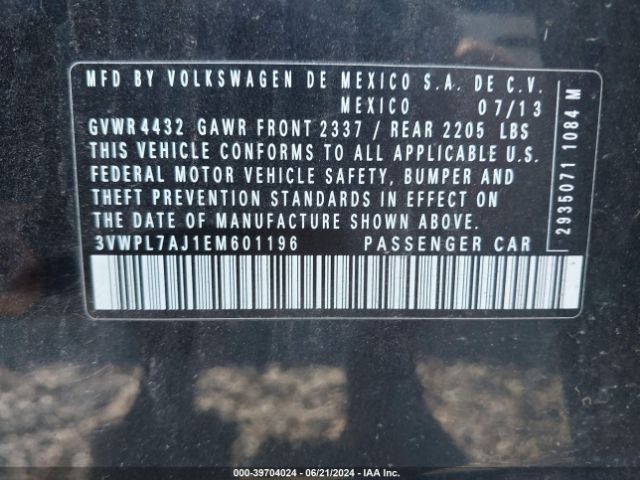 3VWPL7AJ1EM601196 Volkswagen Jetta Sportwagen 2.0l Tdi