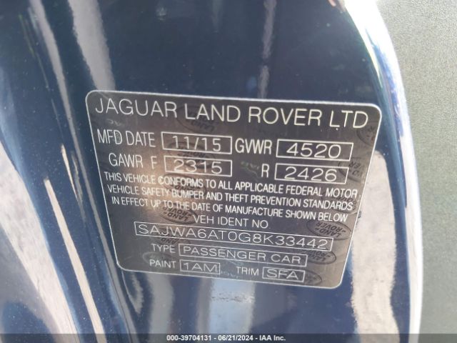 SAJWA6AT0G8K33442 Jaguar F-Type