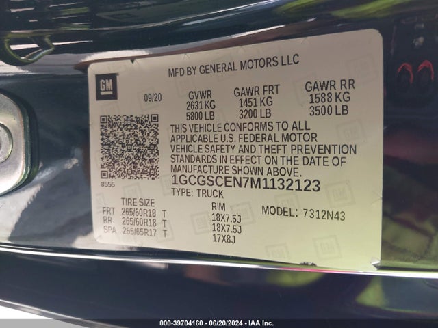 1GCGSCEN7M1132123 Chevrolet Colorado 2wd  Short Box Lt