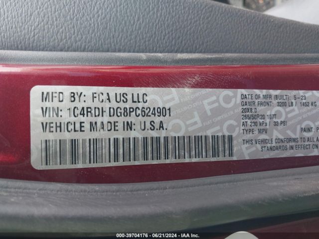 1C4RDHDG8PC624901 Dodge Durango Gt Plus Rwd