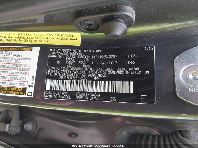 Toyota 4runner Sr5 Premium 2016 JTEZU5JR7G5116553 Image 9