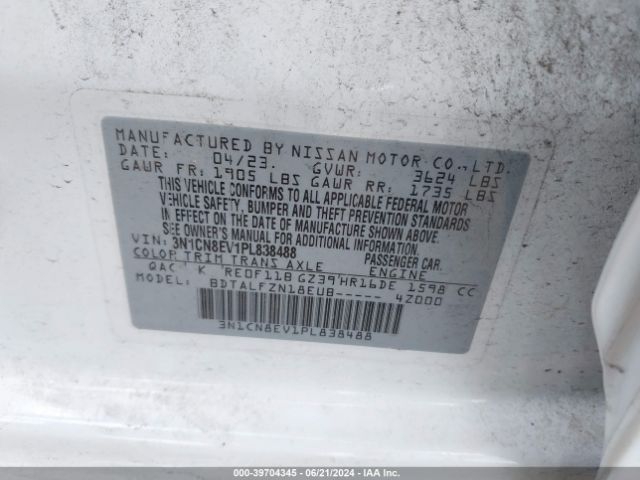 3N1CN8EV1PL838488 Nissan Versa 1.6 Sv Xtronic Cvt