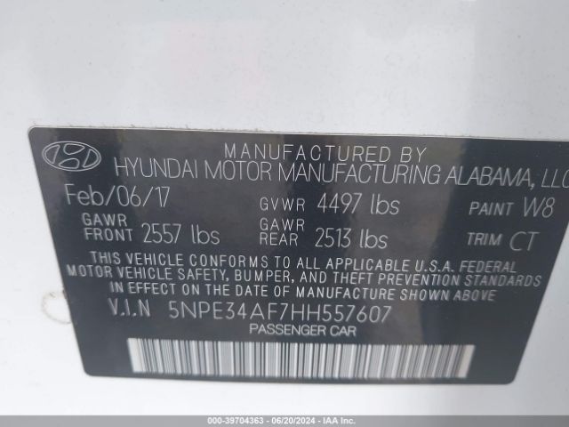 5NPE34AF7HH557607 Hyundai Sonata Sport