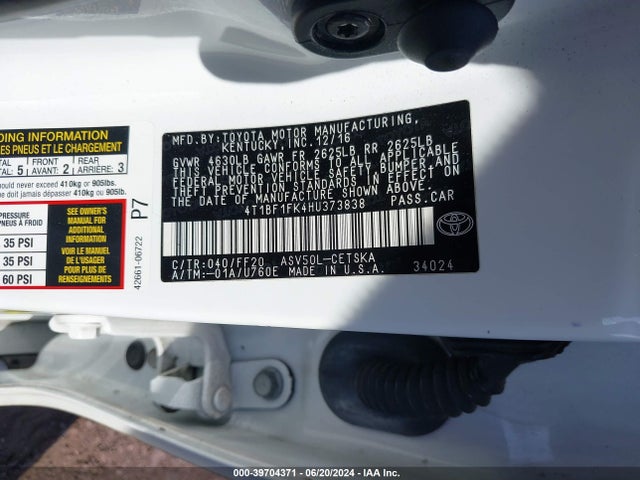 Toyota CAMRY SE 2017 4T1BF1FK4HU373838 Image 9