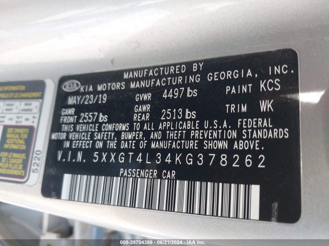 KIA Optima Lx 2019 5XXGT4L34KG378262 Image 9