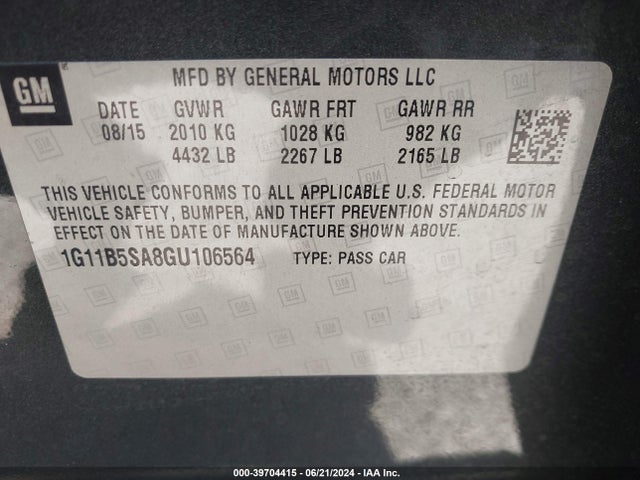 Chevrolet Malibu Limited Ls 2016 1G11B5SA8GU106564 Image 9