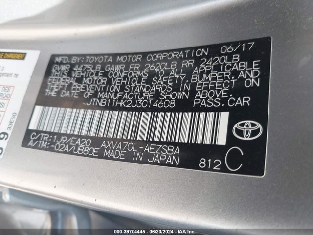 Toyota CAMRY SE 2018 JTNB11HK2J3014608 Image 9