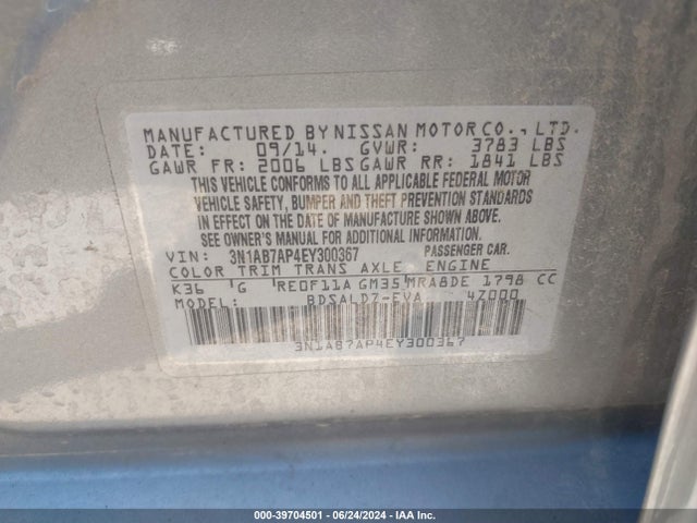 Nissan SENTRA SV 2014 3N1AB7AP4EY300367 Image 9