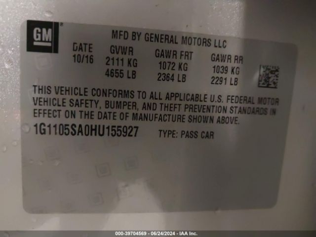 1G1105SA0HU155927 Chevrolet IMPALA 1LT