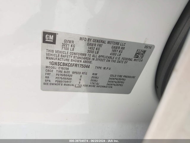 Chevrolet Tahoe Lt 2015 1GNSCBKC6FR175044 Image 17