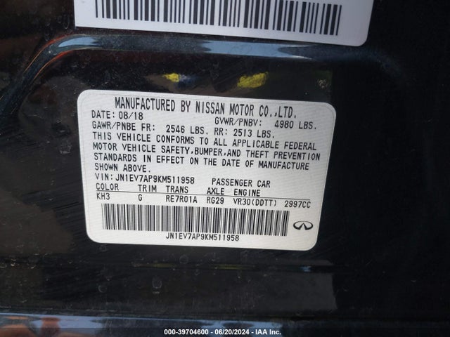 Infiniti Q50 3.0t Luxe 2019 JN1EV7AP9KM511958 Image 9