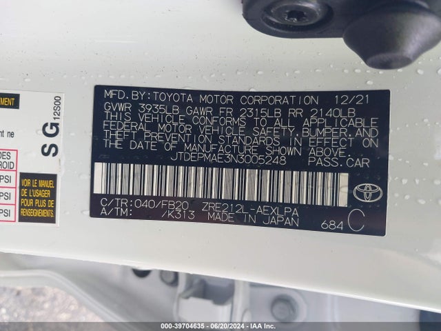 Toyota COROLLA LE 2022 JTDEPMAE3N3005248 Image 9